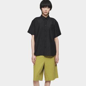 6397 No.6 Black Button Up Short Sleeve Cotton Silk Shirt